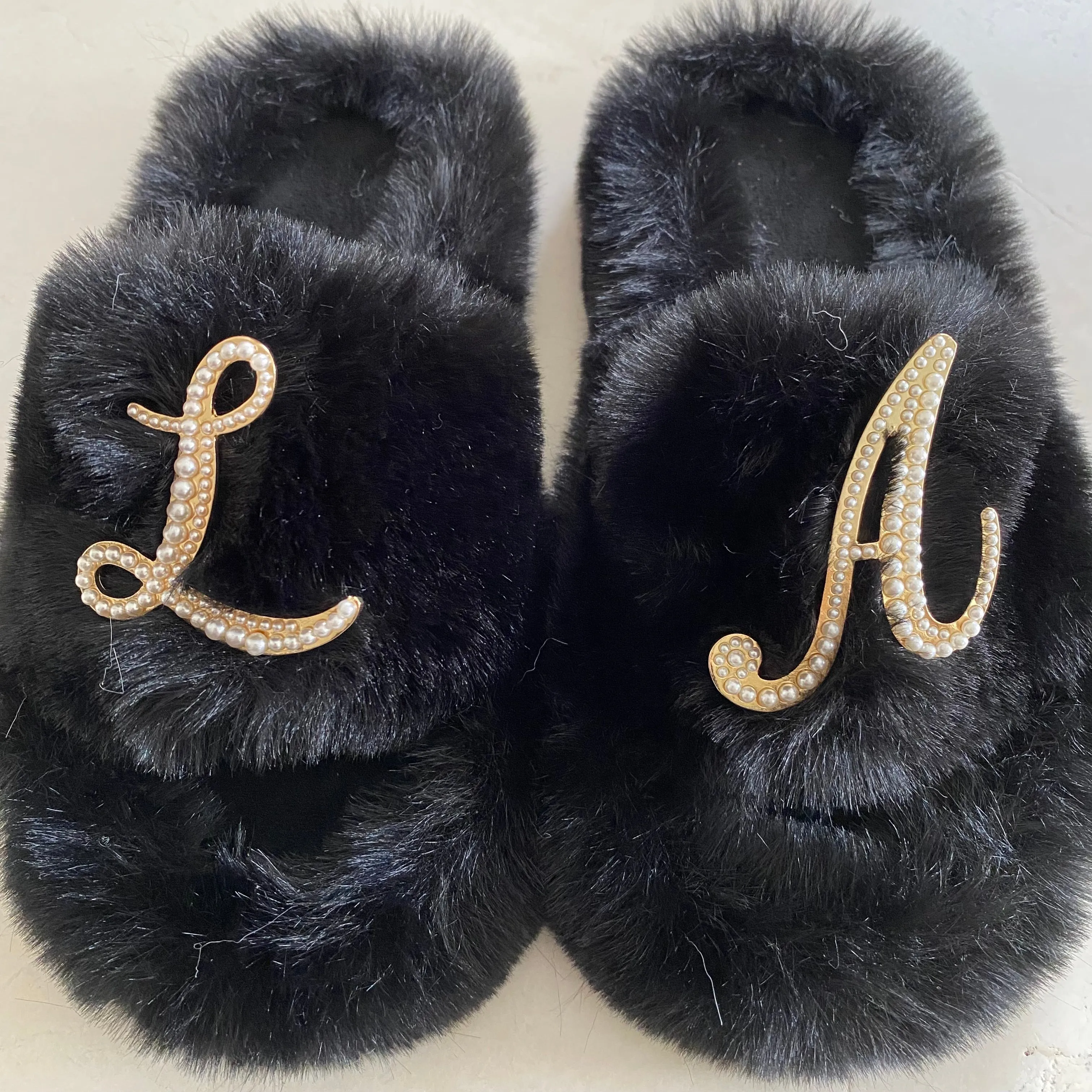 Adult Furry Slides Black