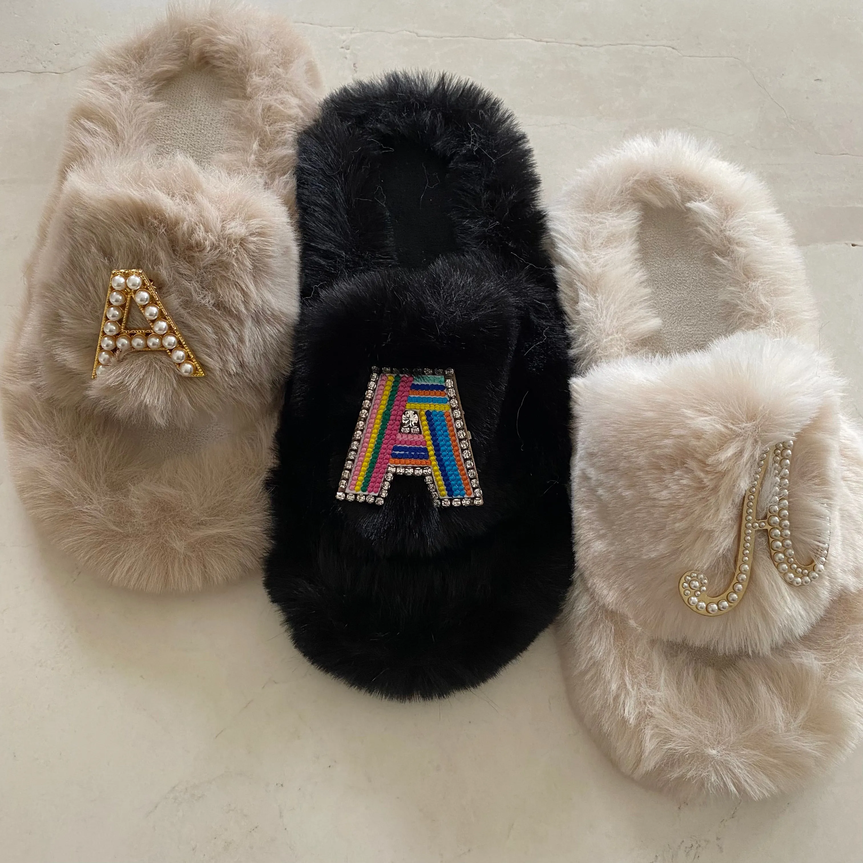 Adult Furry Slides Black