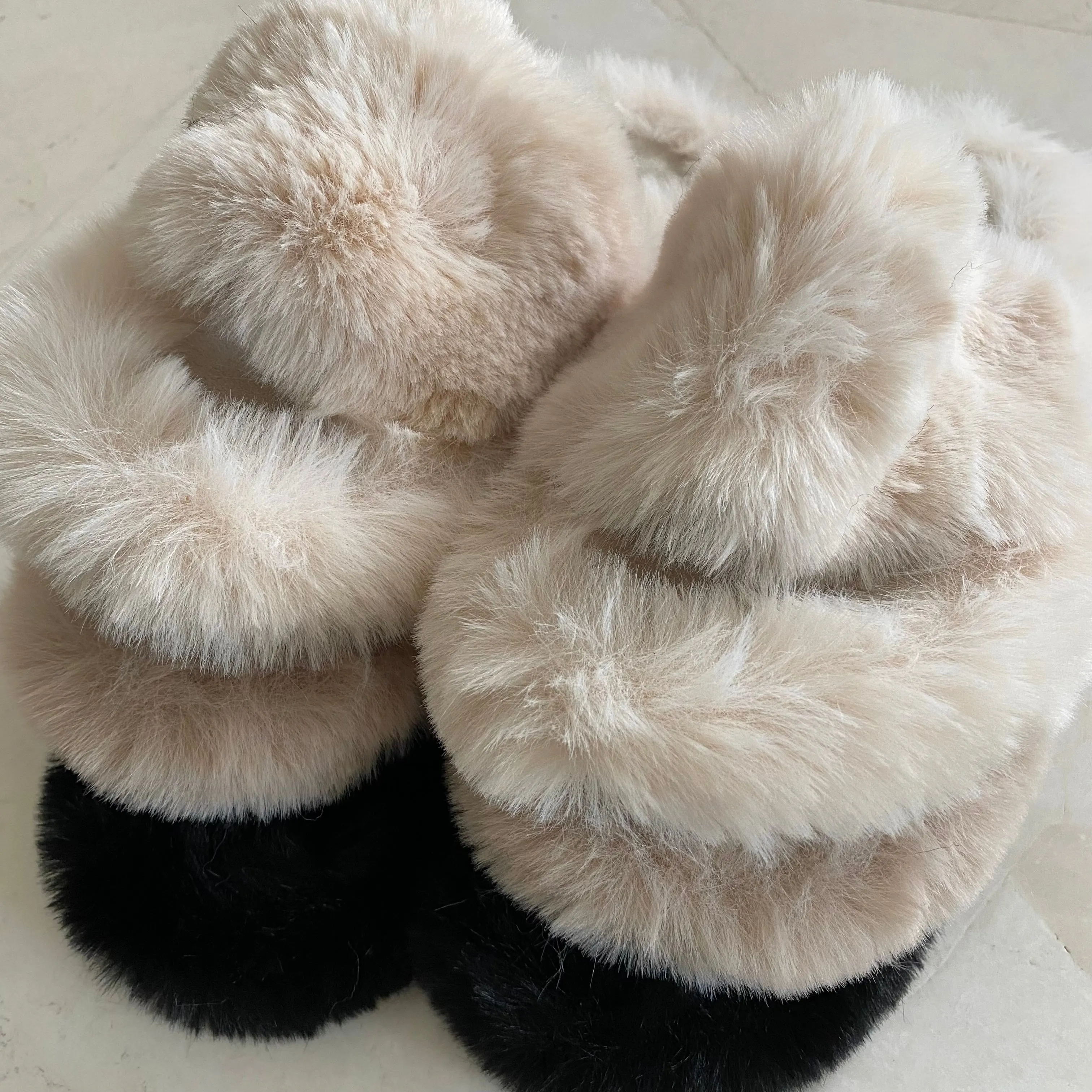 Adult Furry Slides Black