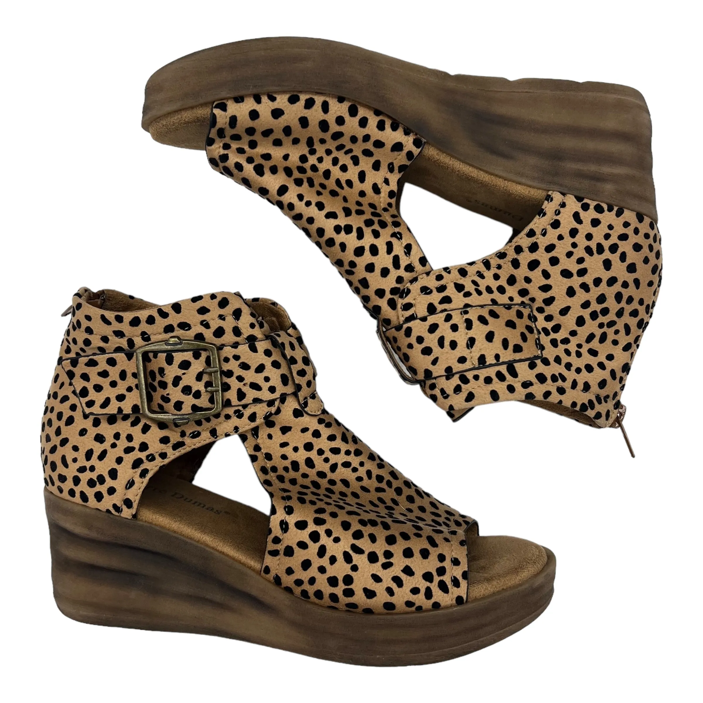 ANIMAL PRINT SANDALS HEELS WEDGE by PIERRE DUMAS Size:8