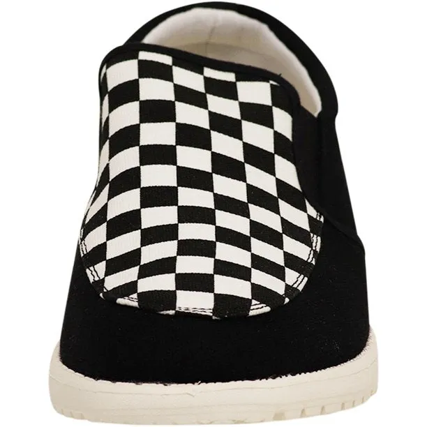 Black Checker Slip-On Boat Shoes