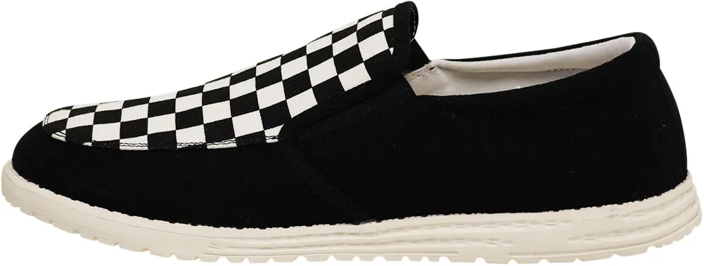 Black Checker Slip-On Boat Shoes