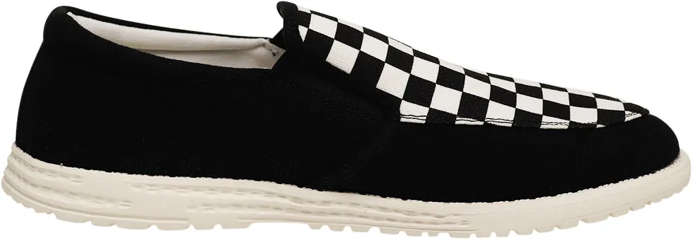 Black Checker Slip-On Boat Shoes