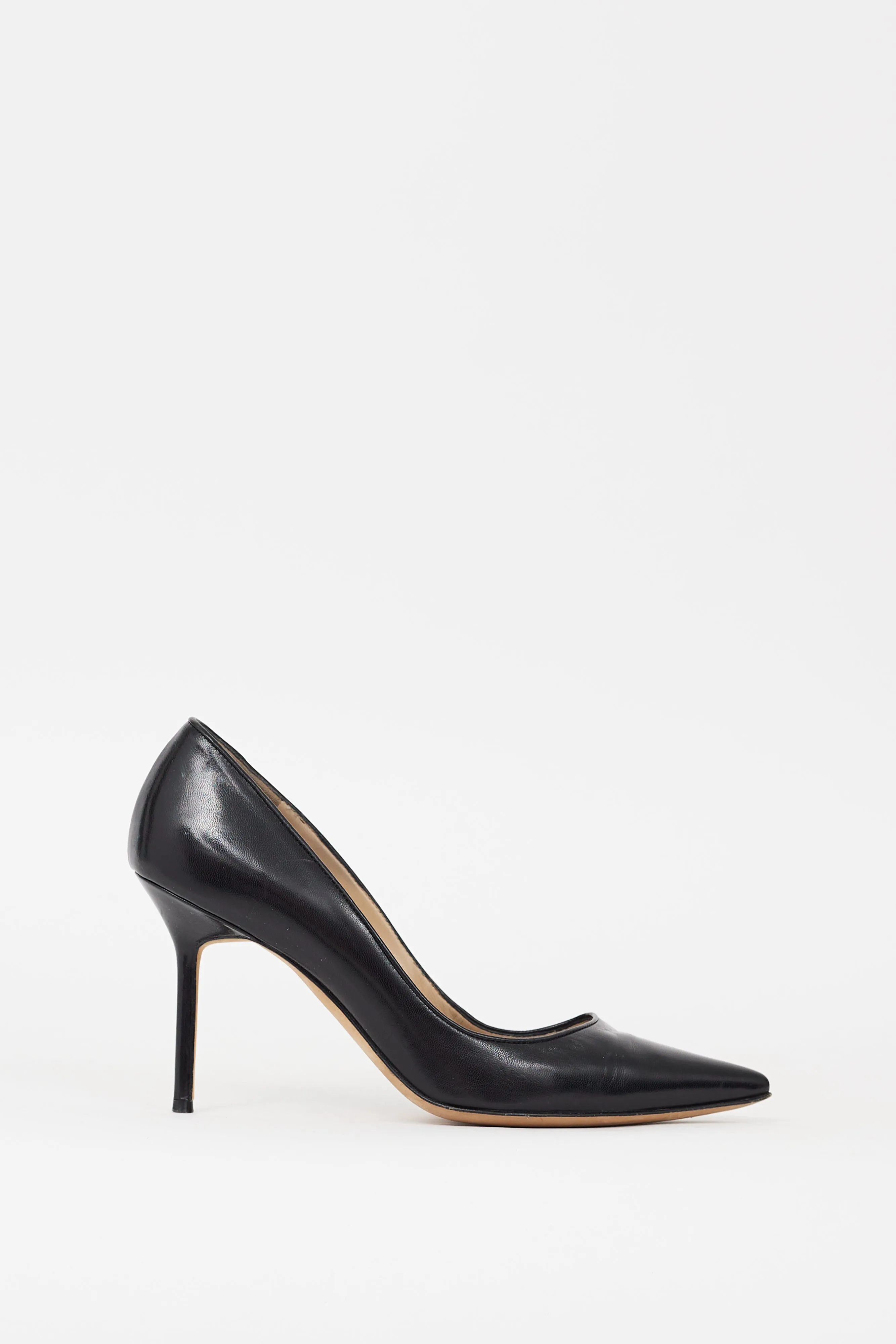 Black Leather BB 90 Heel