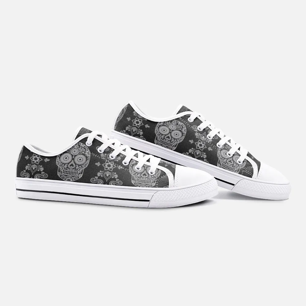 Black Skull Paisley Low Top Canvas Shoes