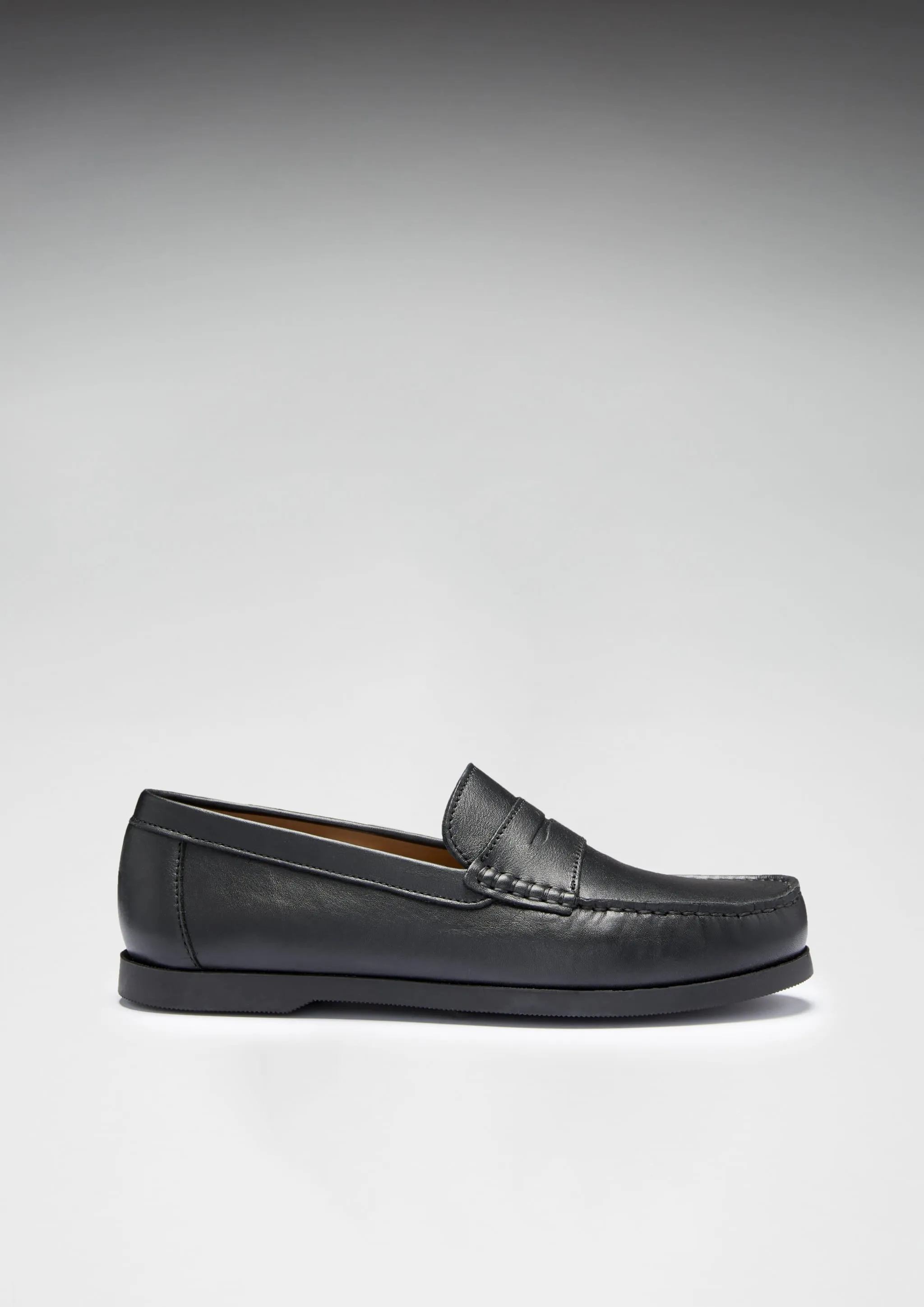 Boat Loafers, black leather