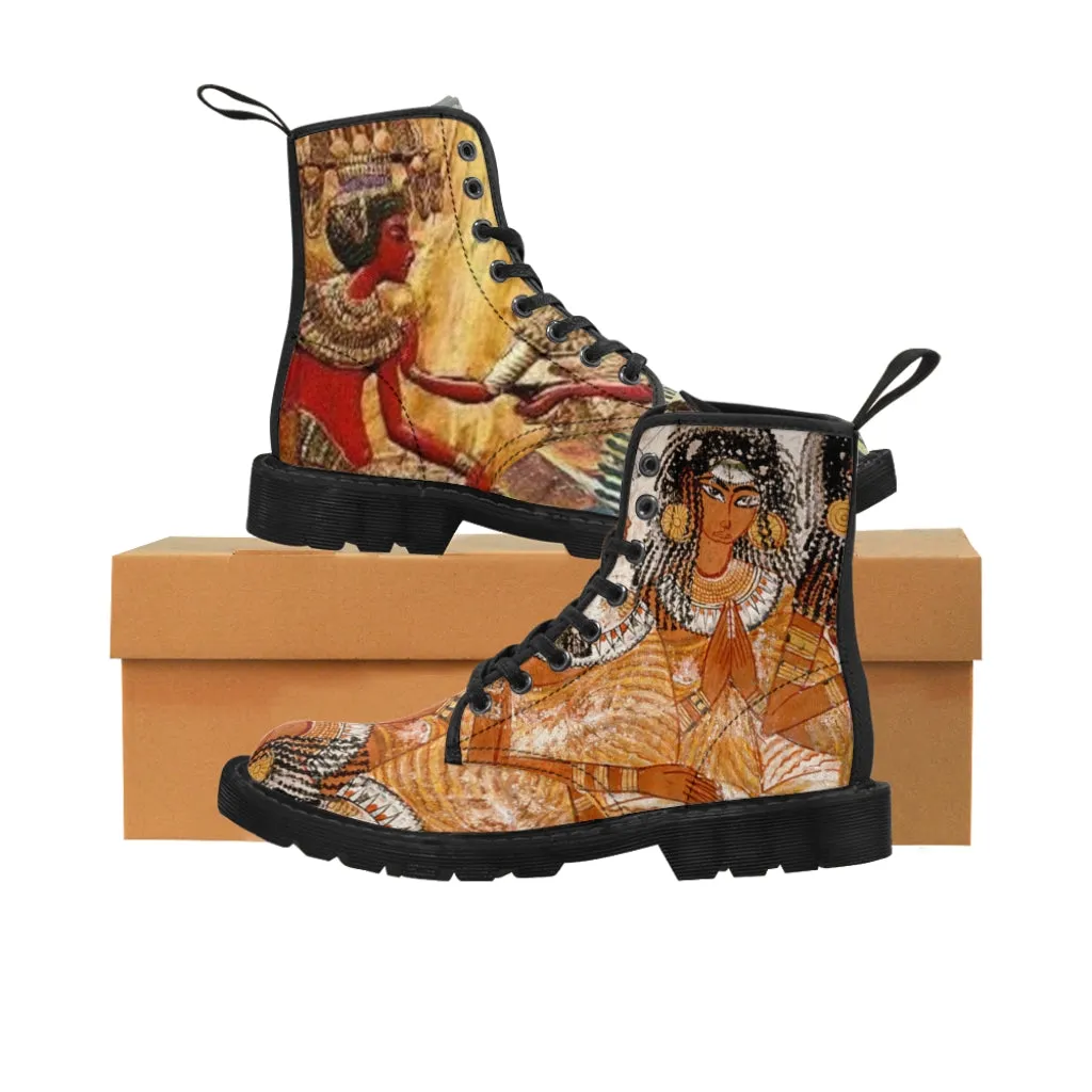 Canvas Boots AL BLUE DESIGNED EYGYPT QUEENS