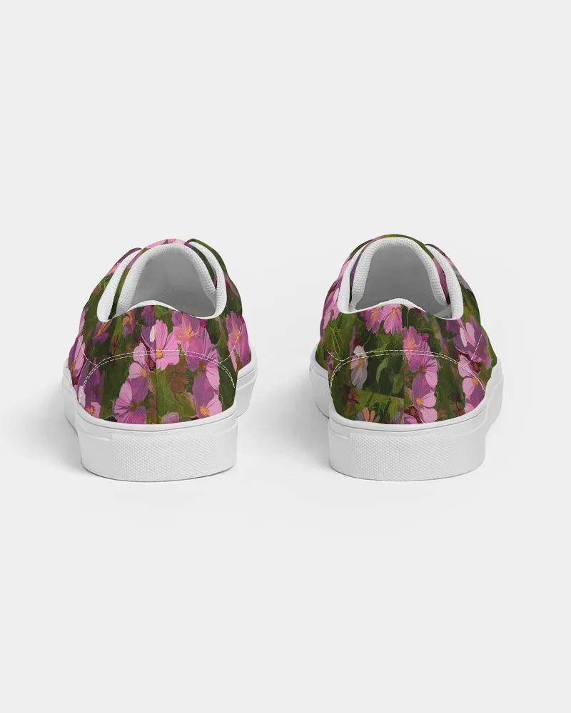 Chroma Pink Flower Women's Lace Up Canvas Shoe