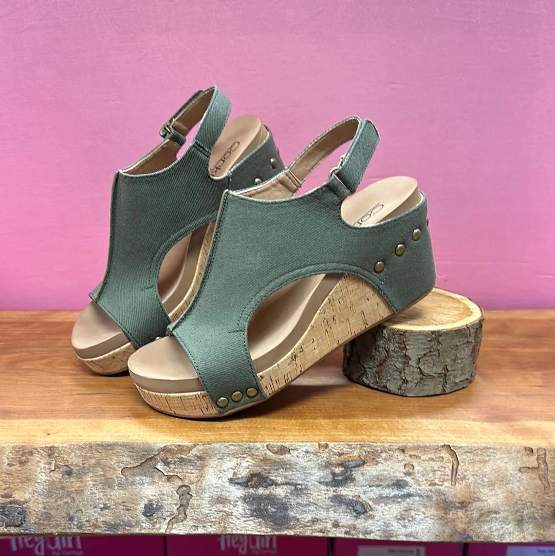 Corkys Carley Khaki Canvas Wedge