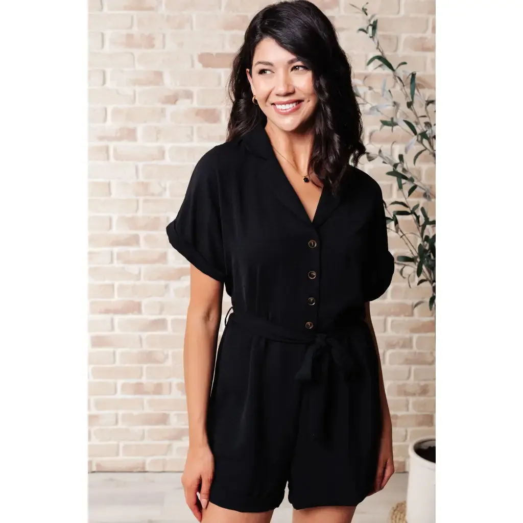 Don't Worry 'Bout a Thing Black V-Neck Romper