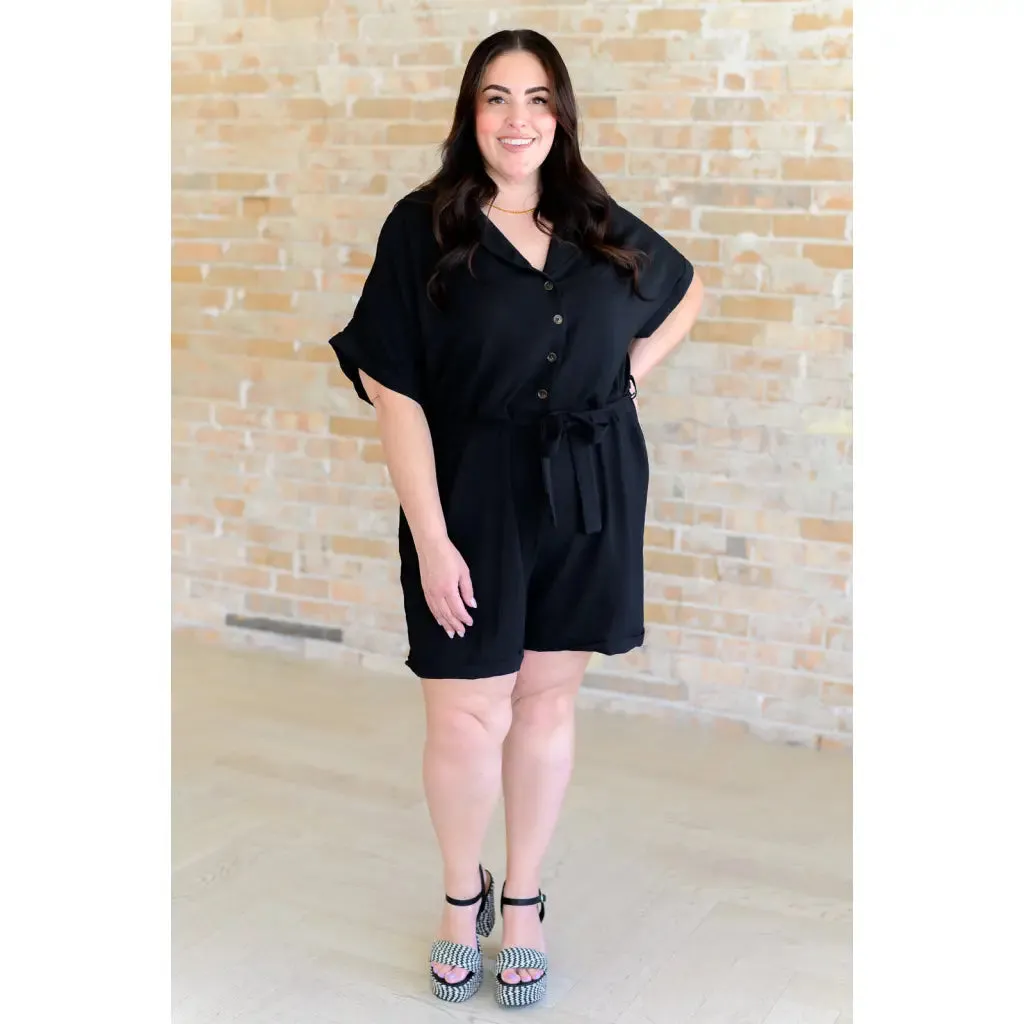 Don't Worry 'Bout a Thing Black V-Neck Romper