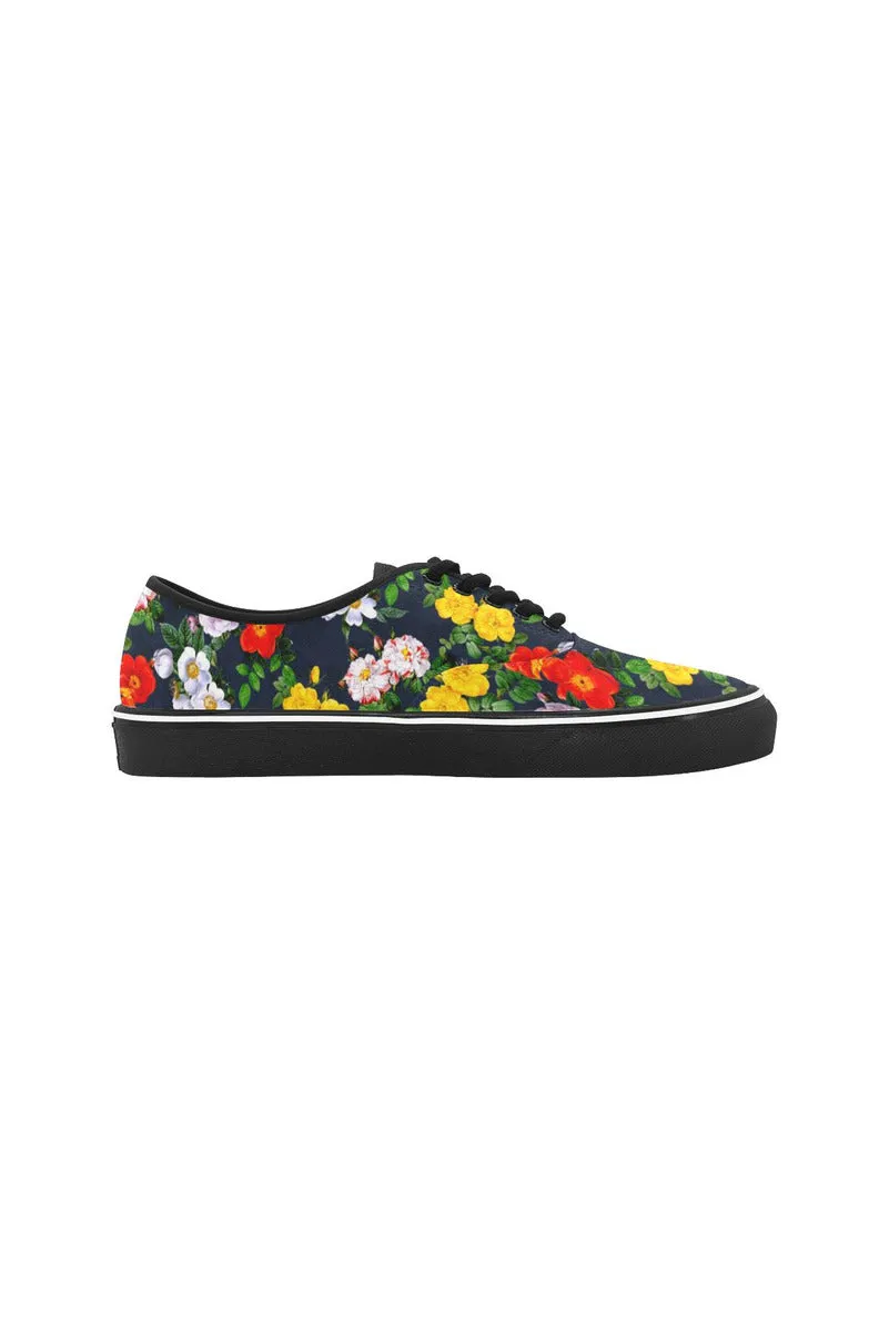 Flower Power Classic Women's Canvas Low Top Shoes (Model E001-4)