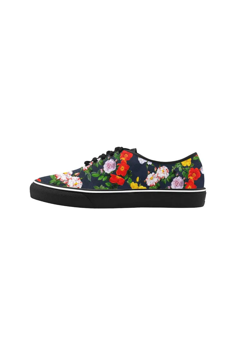 Flower Power Classic Women's Canvas Low Top Shoes (Model E001-4)