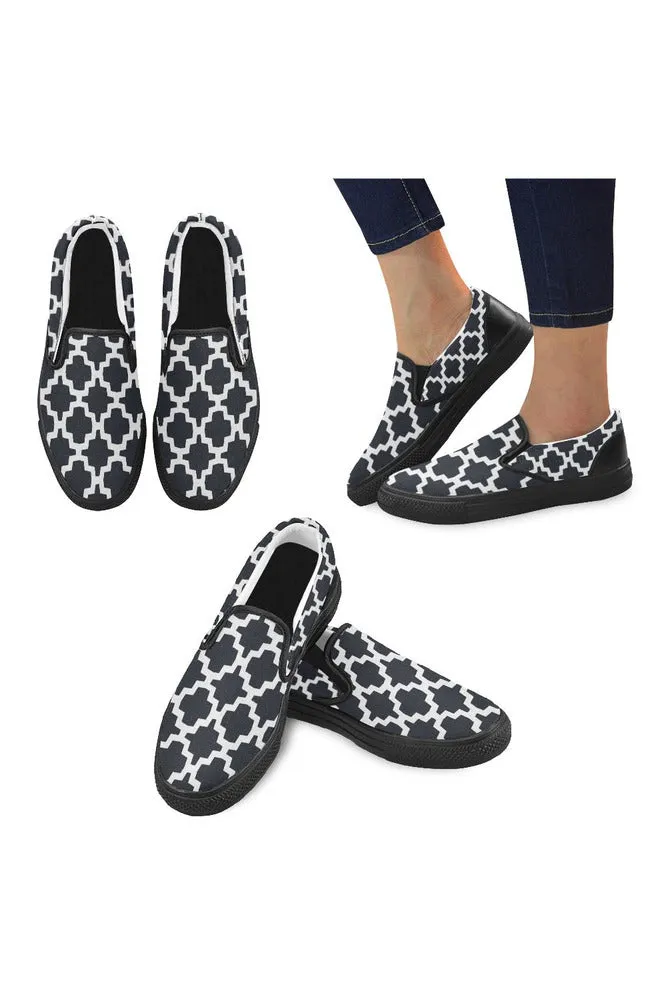 Geometric Tessellation Men's Unusual Slip-on Canvas Shoes (Model 019)