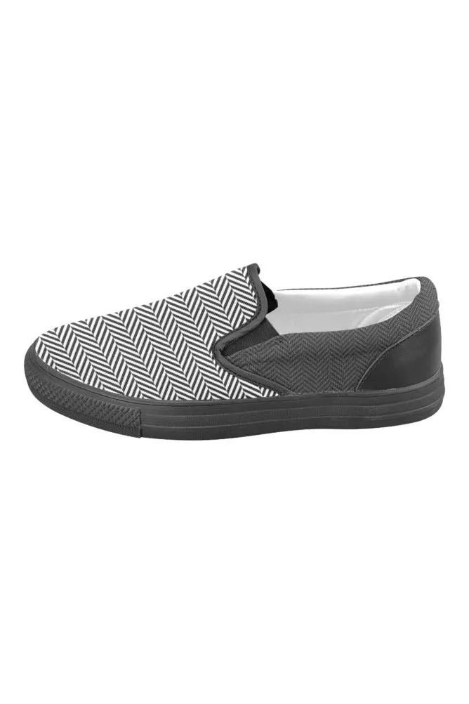 Herringbone Men's Slip-on Canvas Shoes (Model 019)