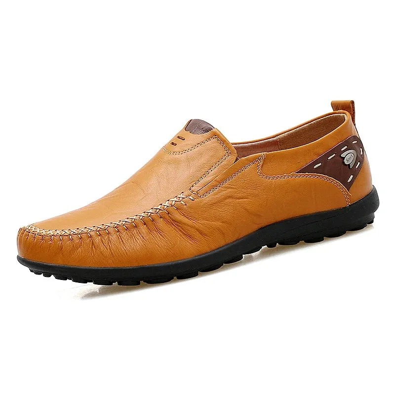 Hnzxzm Leather Shoes Men Fashion Leather Genuine High Quality Luxury Brand Comfortable Men Casual Driving Shoes Plus Size 37-47