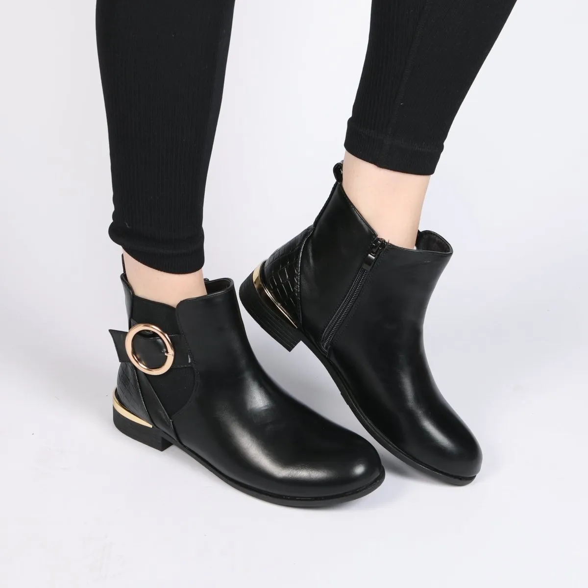 Ladies Gold Trim Ankle Boot