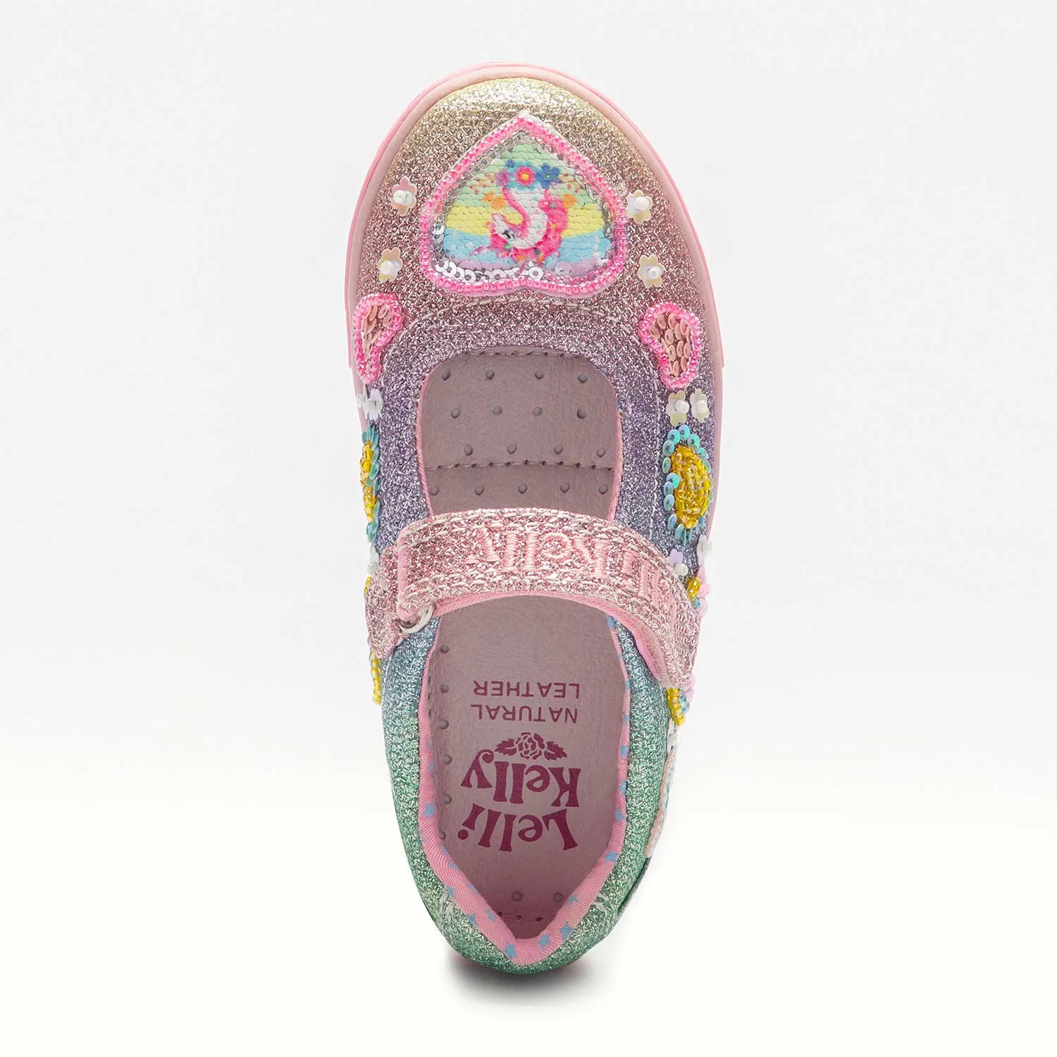 Lelli Kelly Unicorn Rainbow Girls Multi Glitter Canvas Shoe