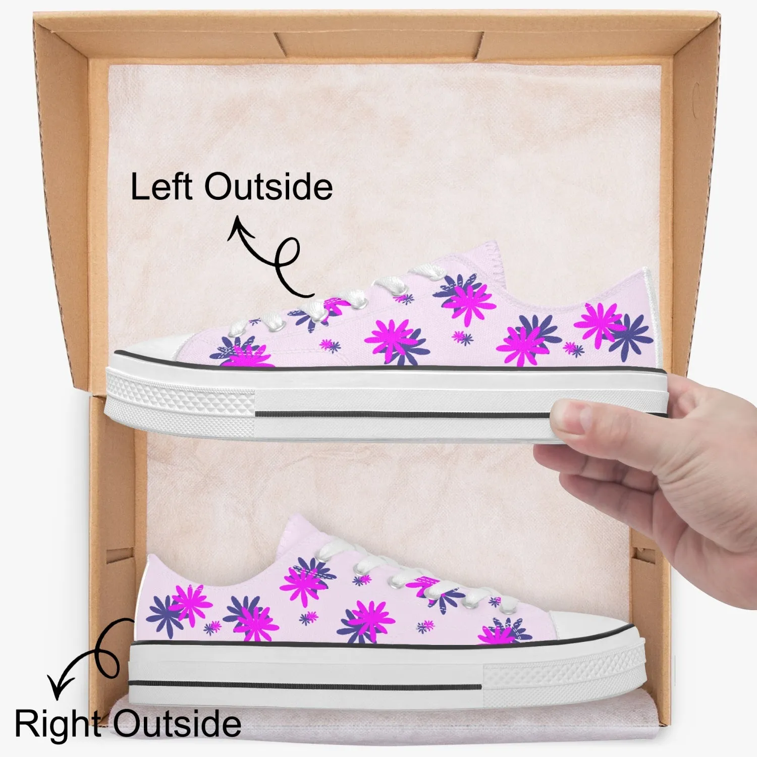 Low Canvas Shoes with Flowers