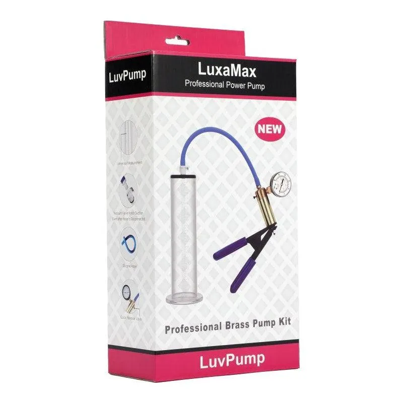 LuxaMax Brass Handle Penis Pump Set w Gauge