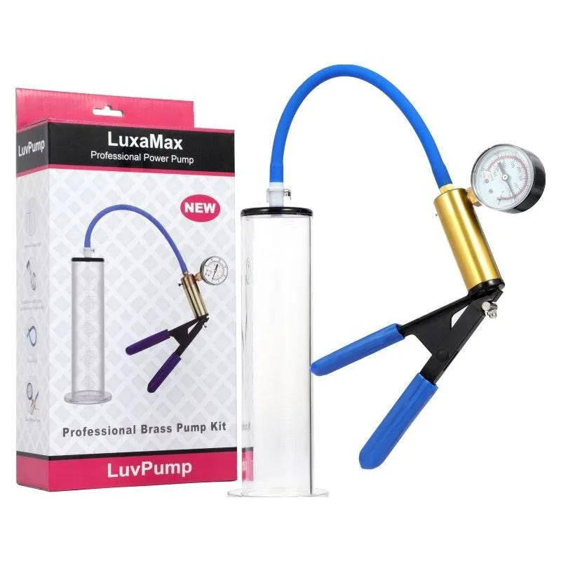 LuxaMax Brass Handle Penis Pump Set w Gauge