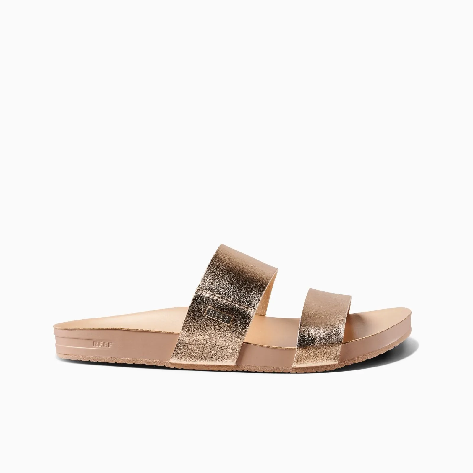 Reef Womens Cushion Vista Vegan Leather Sandals - Cognac Black