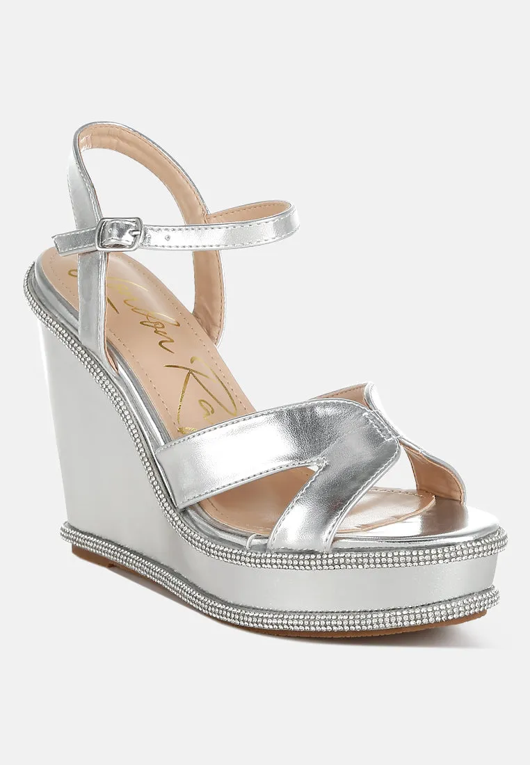 Regina Rhinestones Embellished Wedge Sandals