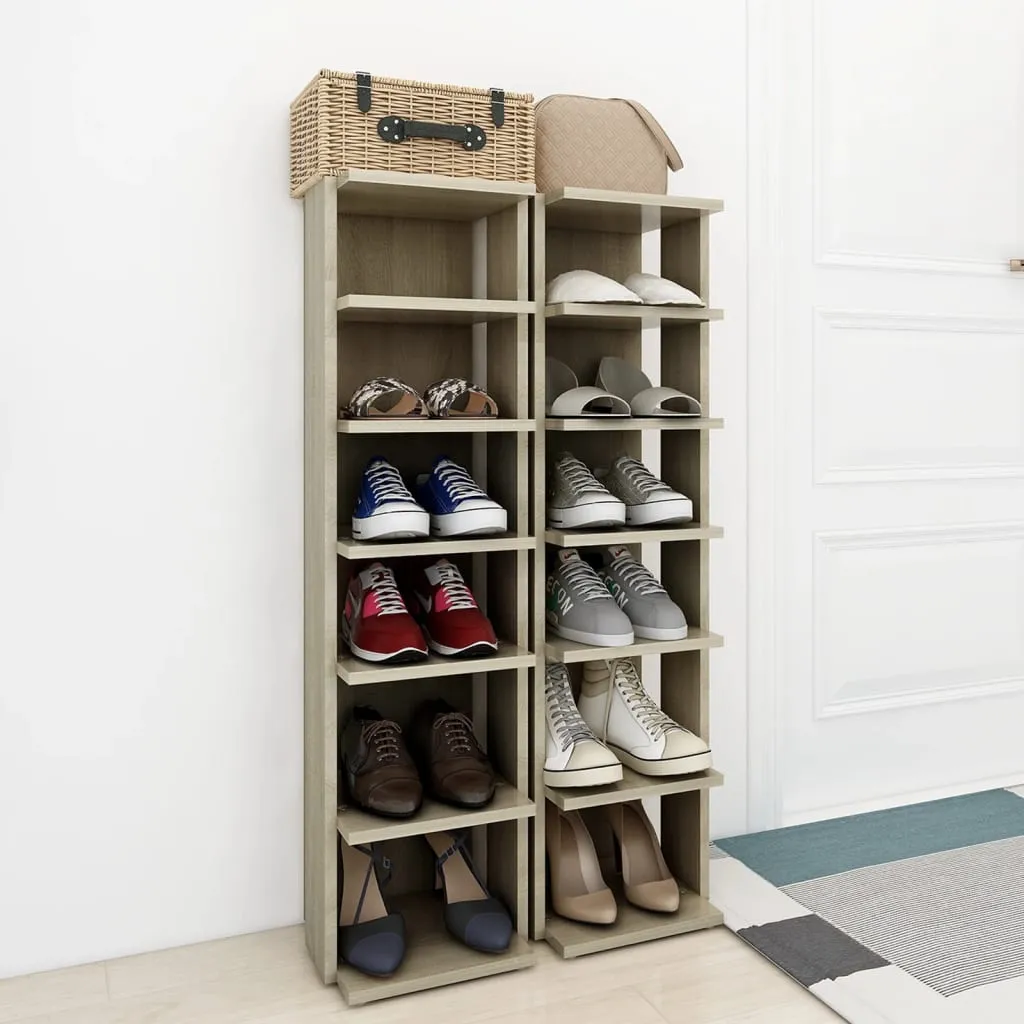 Shoe Cabinets 2 pcs Sonoma Oak 27.5x27x102 cm