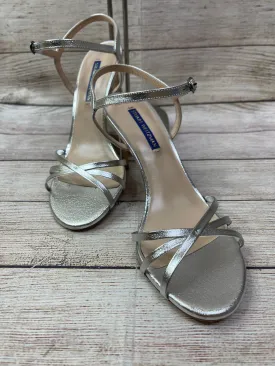 Silver Sandals Heels Stiletto Stuart Weitzman, Size 8