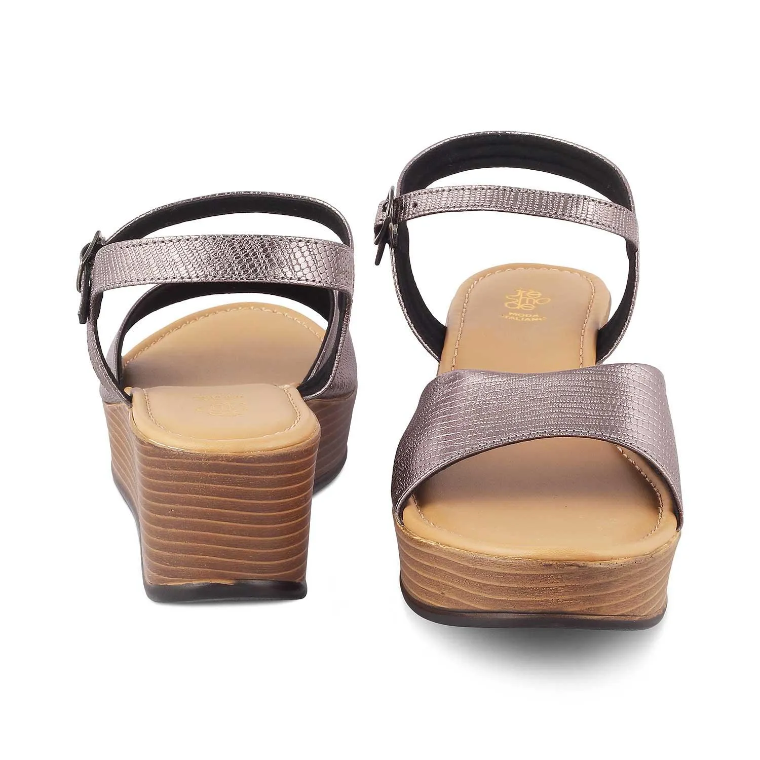 The Cannes Pewter Women's Dress Wedge Sandals Tresmode