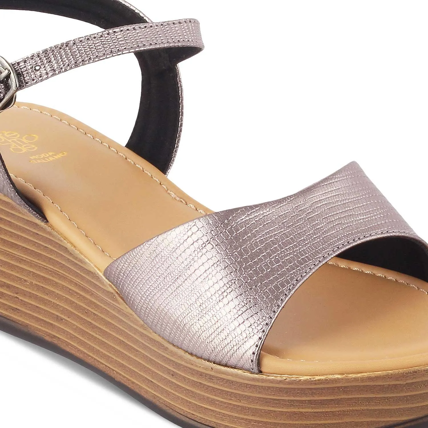 The Cannes Pewter Women's Dress Wedge Sandals Tresmode