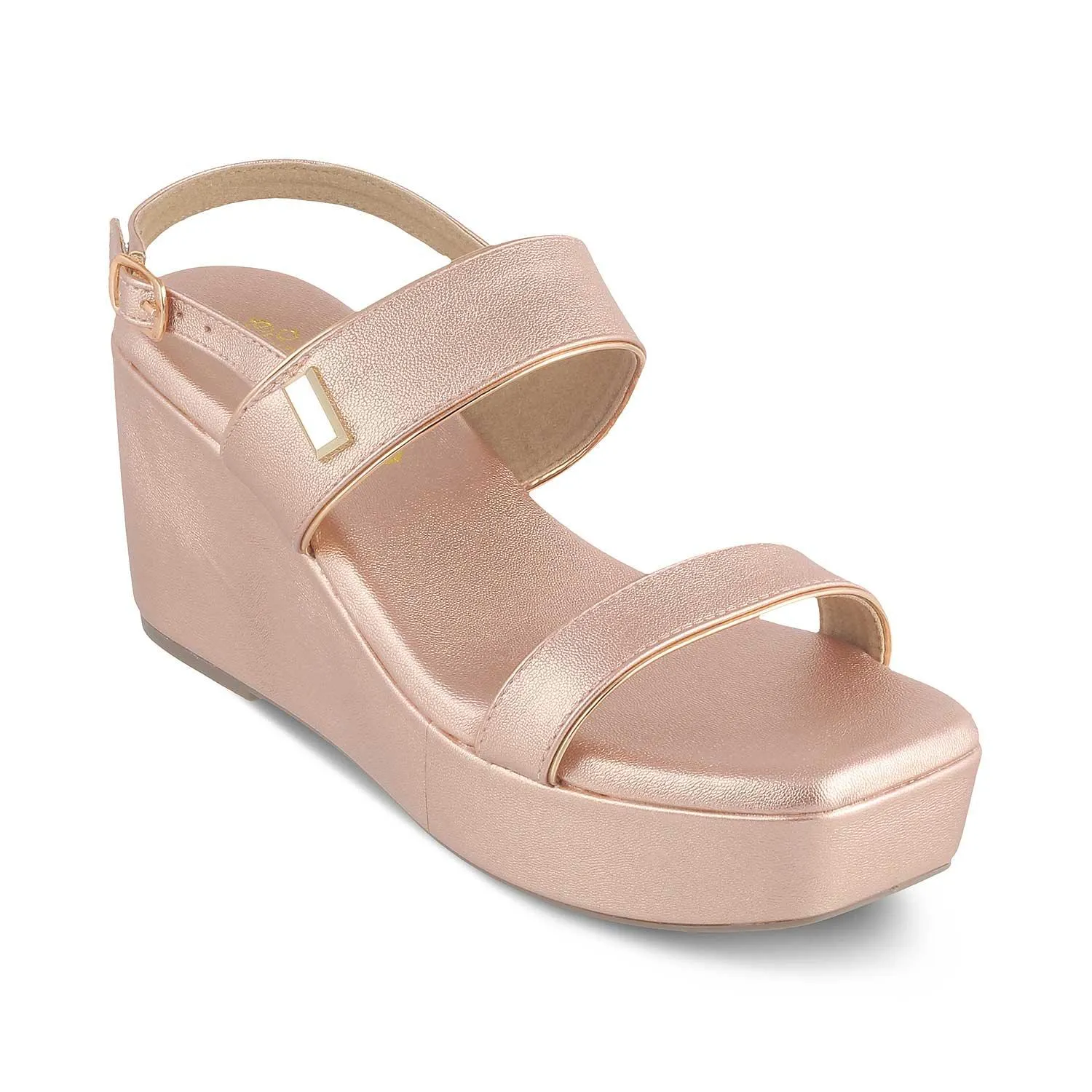 The Meteor Champagne Women's Dress Wedge Sandals Tresmode