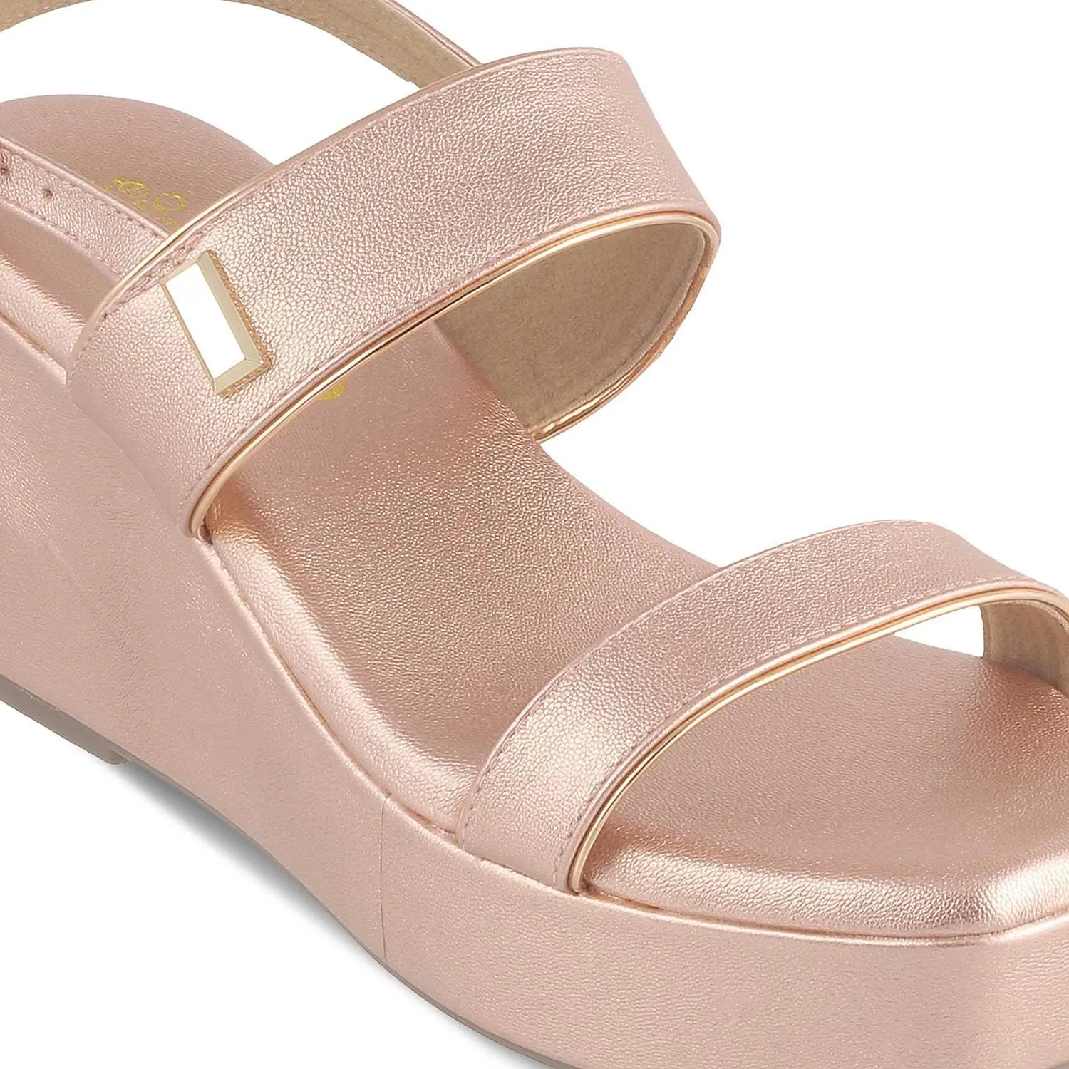 The Meteor Champagne Women's Dress Wedge Sandals Tresmode