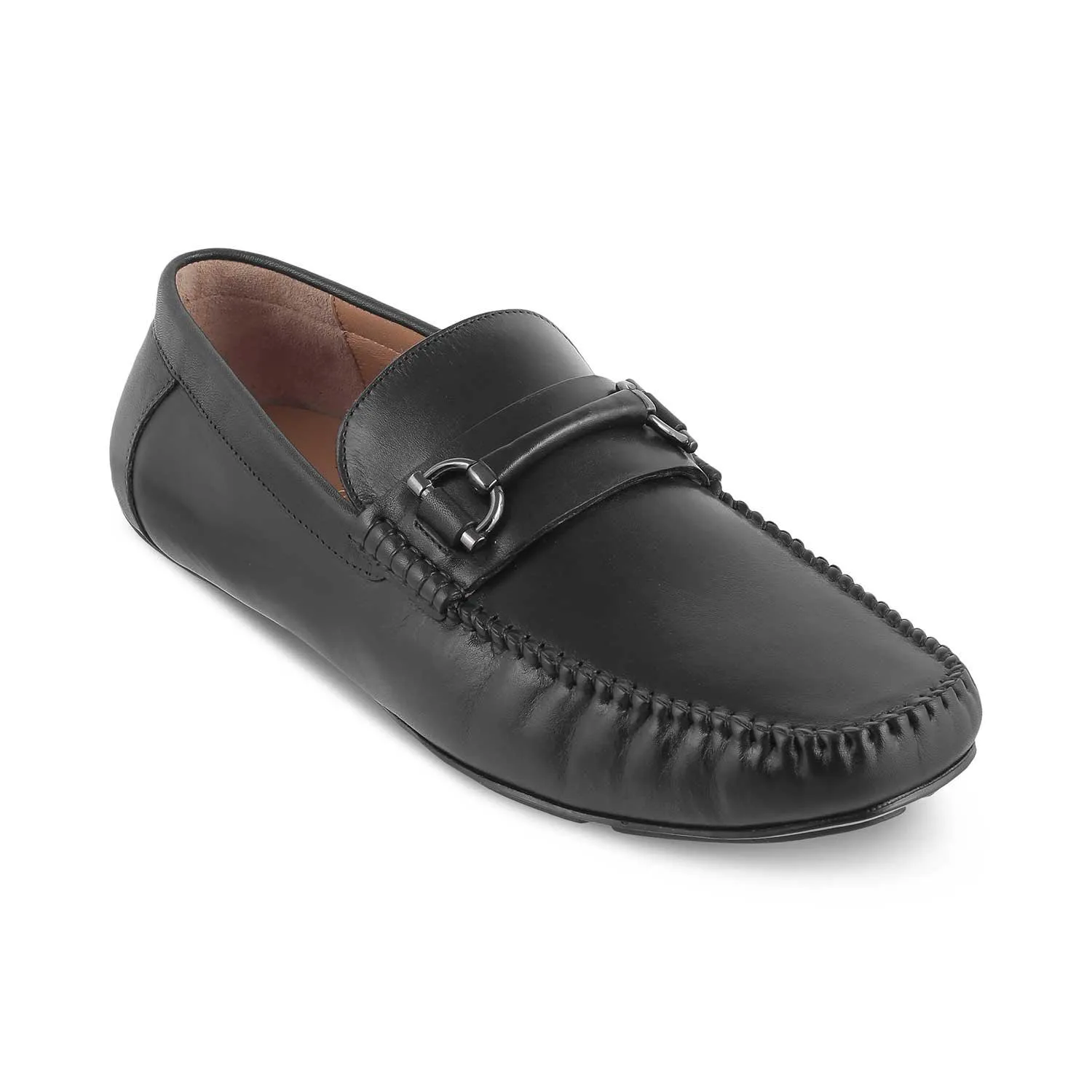 The Salvo Black Men's Leather Driving Loafers Tresmode