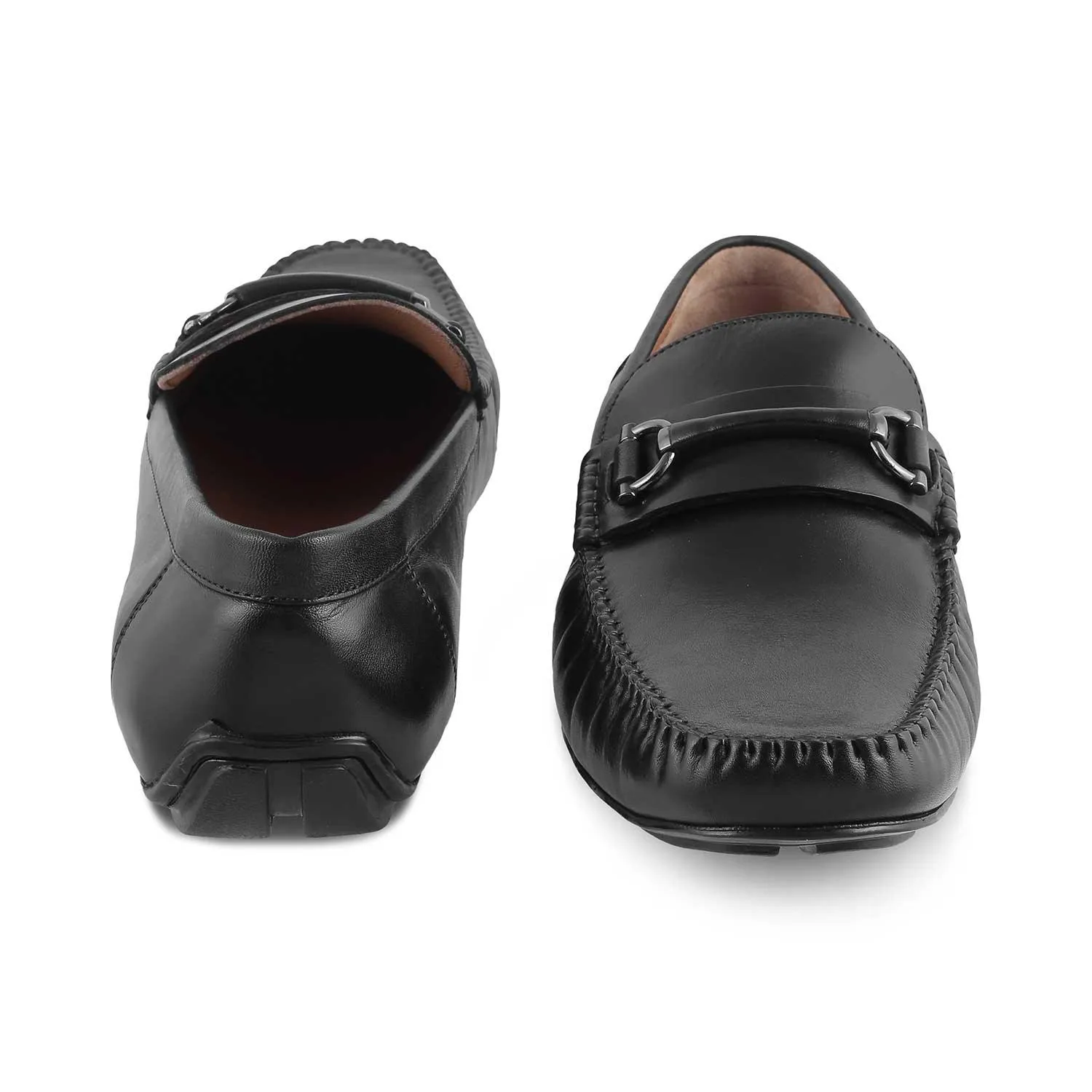 The Salvo Black Men's Leather Driving Loafers Tresmode