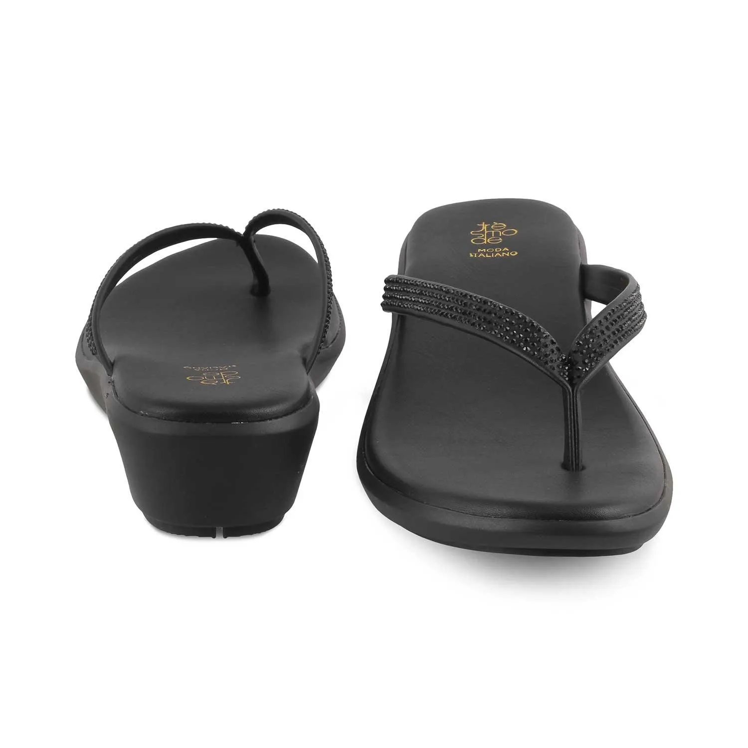 The Victoria Black Women's Casual Wedge Sandals Tresmode