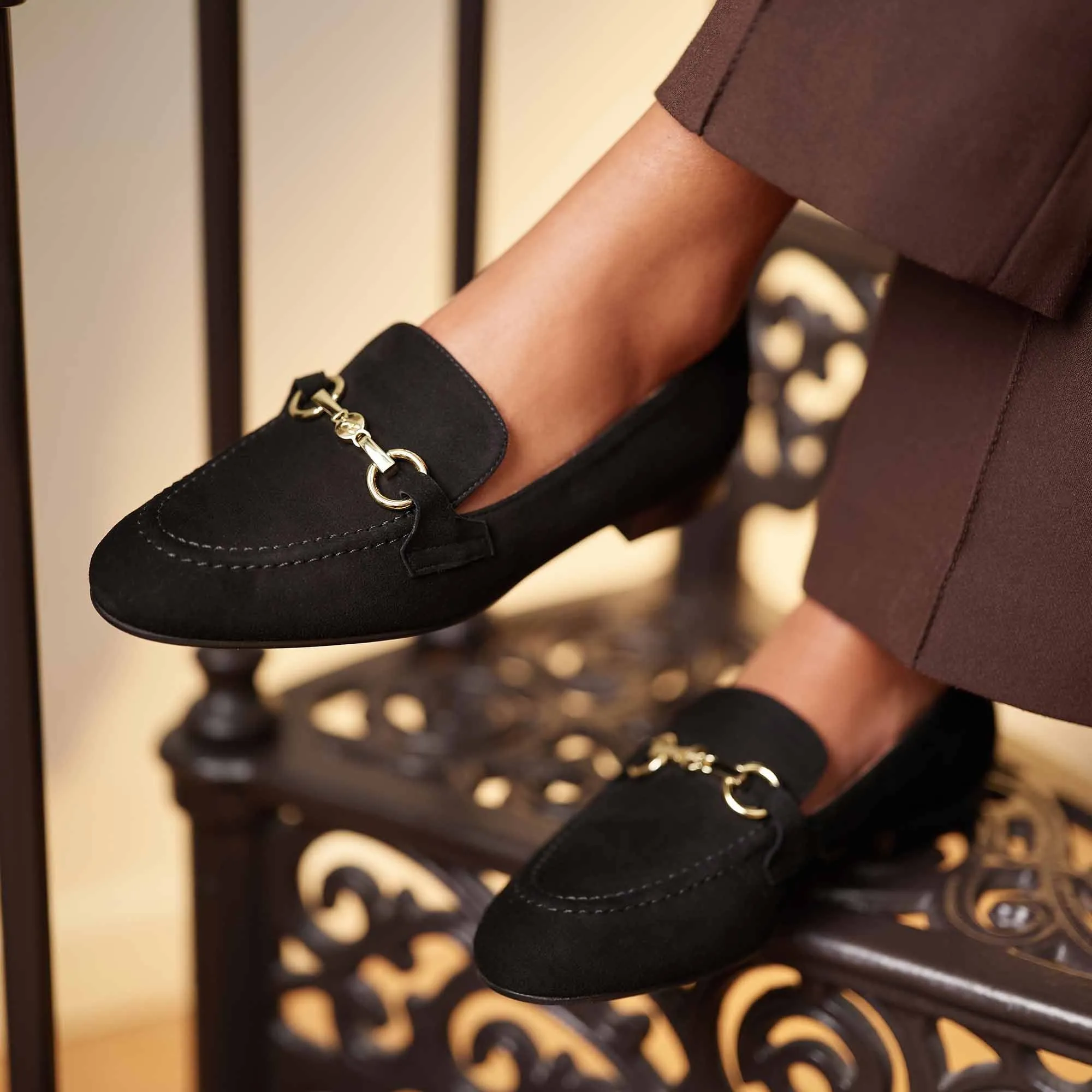 Vendôme Fleur black suede loafers