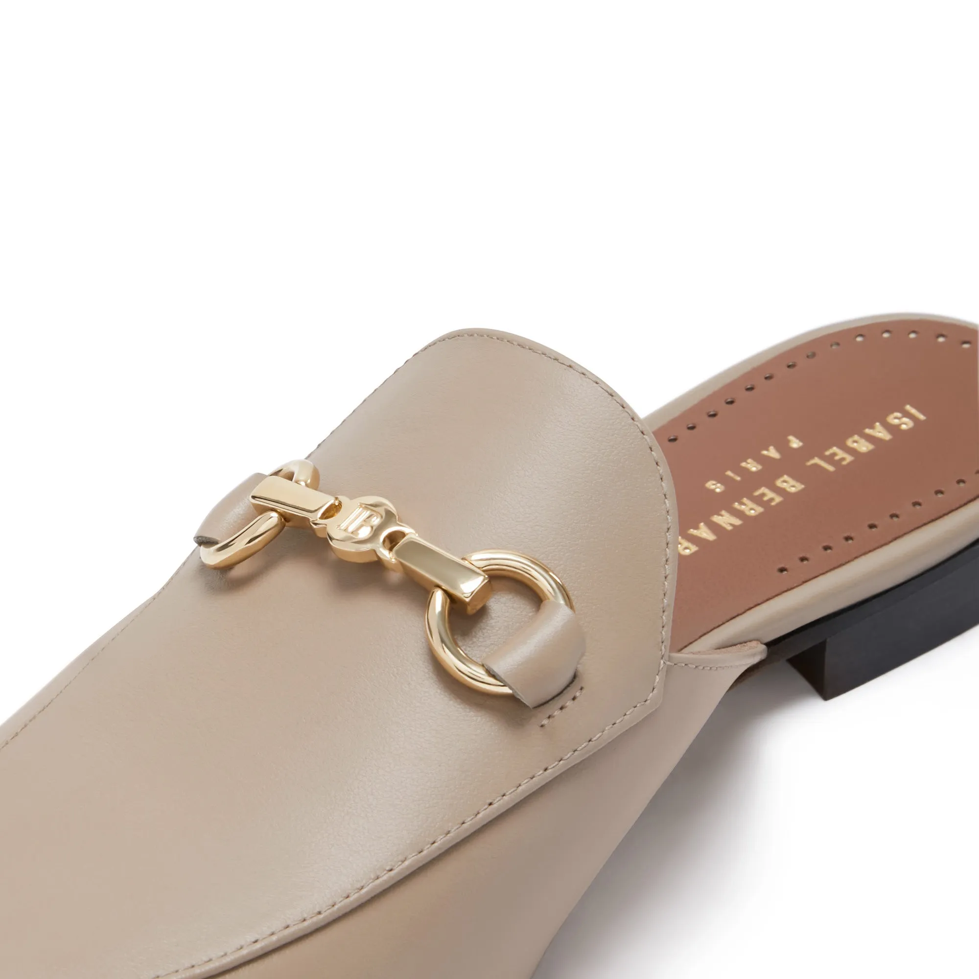 Vendôme Fleur taupe calfskin leather backless loafers