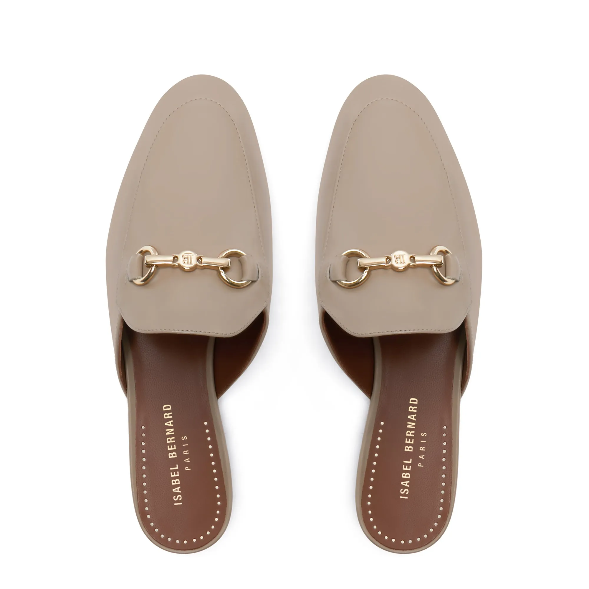 Vendôme Fleur taupe calfskin leather backless loafers