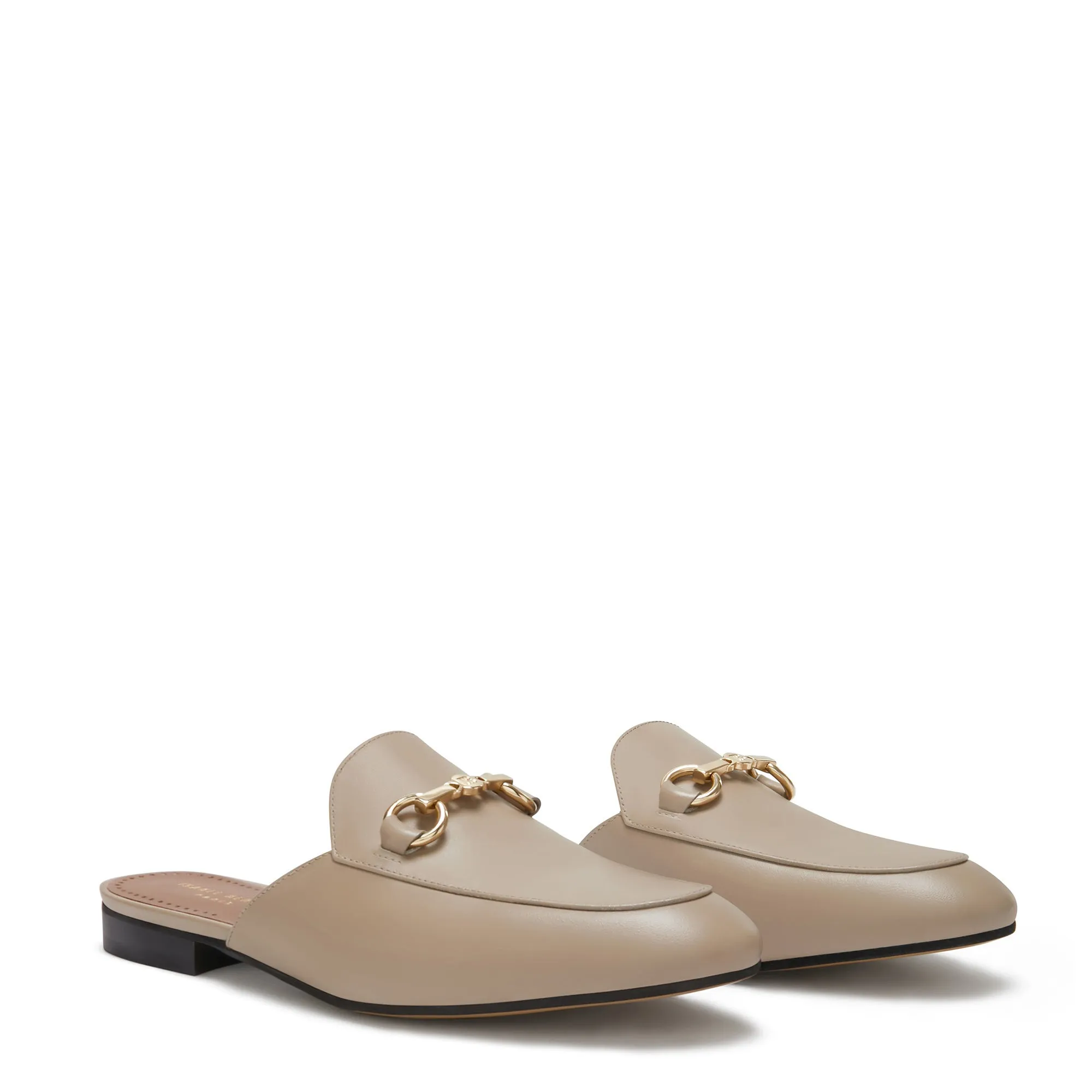 Vendôme Fleur taupe calfskin leather backless loafers