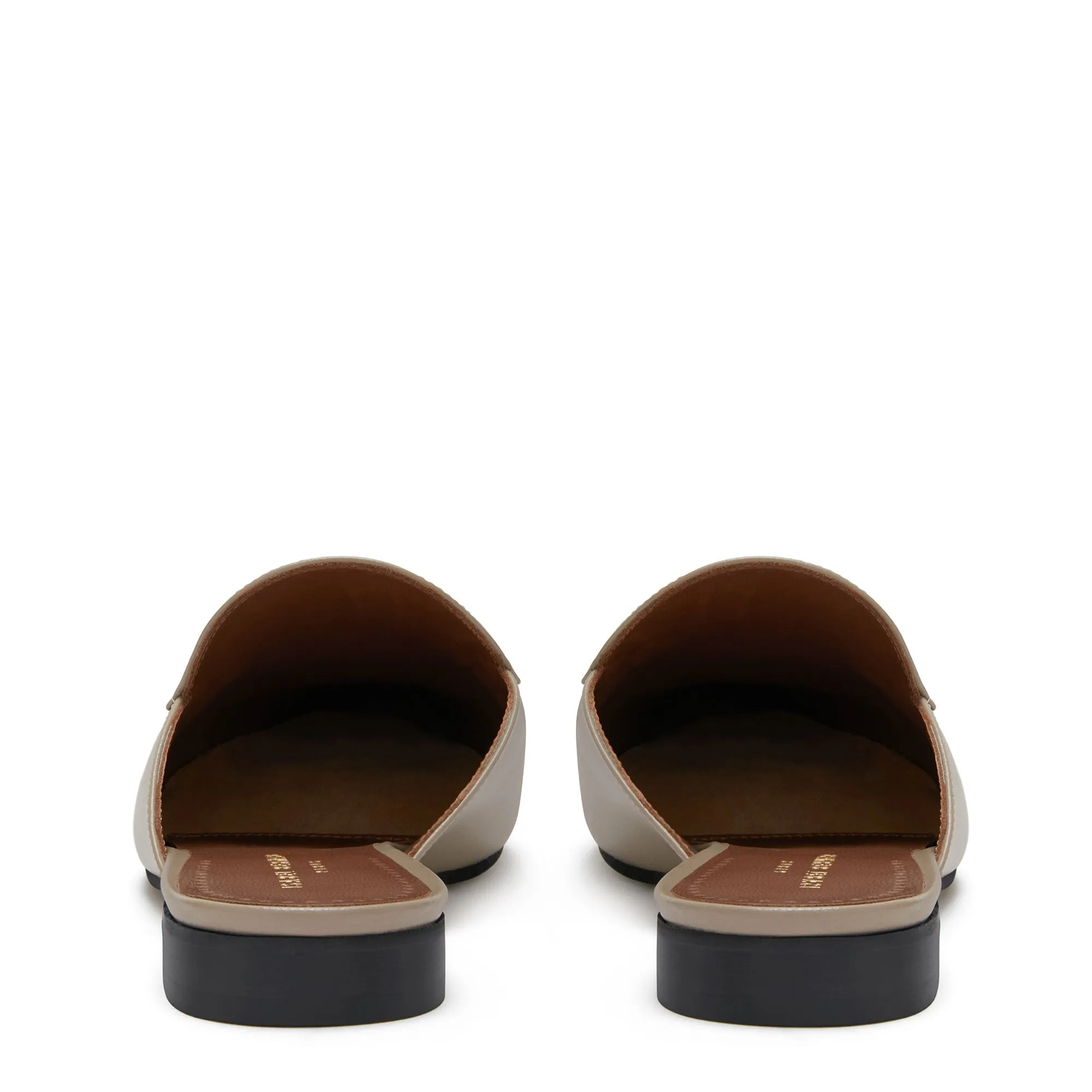 Vendôme Fleur taupe calfskin leather backless loafers