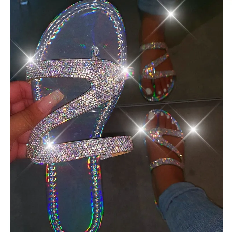 Women Summer Crystal Bling Slippers