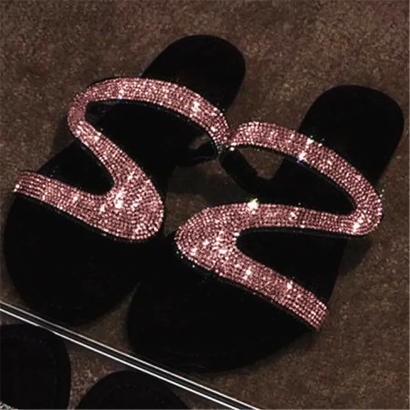 Women Summer Crystal Bling Slippers